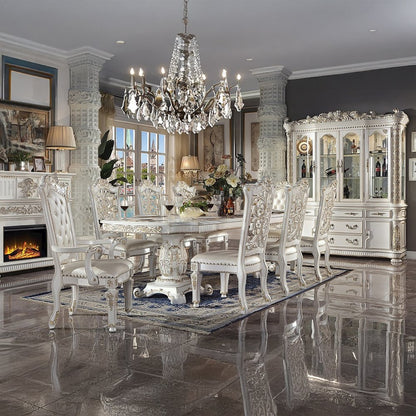 Vendome Side Chair (Set-2), Leatherette & Antique Pearl