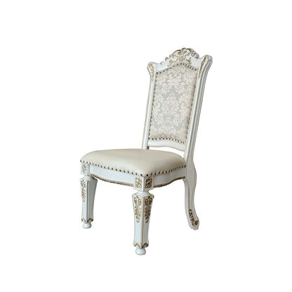 Vendome Side Chair (Set-2), Leatherette & Antique Pearl