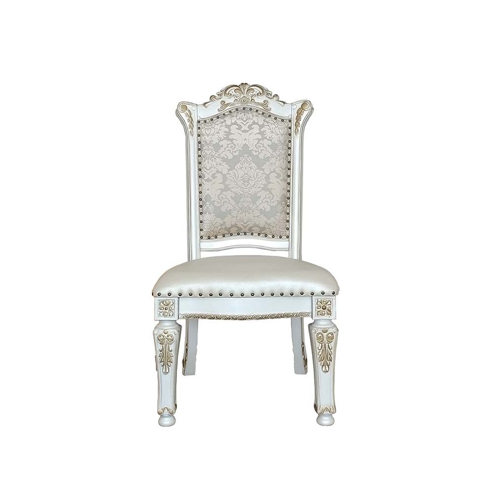 Vendome Side Chair (Set-2), Leatherette & Antique Pearl