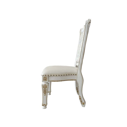 Vendome Side Chair (Set-2), Leatherette & Antique Pearl