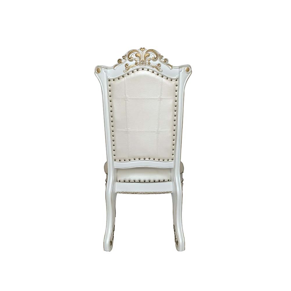 Vendome Side Chair (Set-2), Leatherette & Antique Pearl