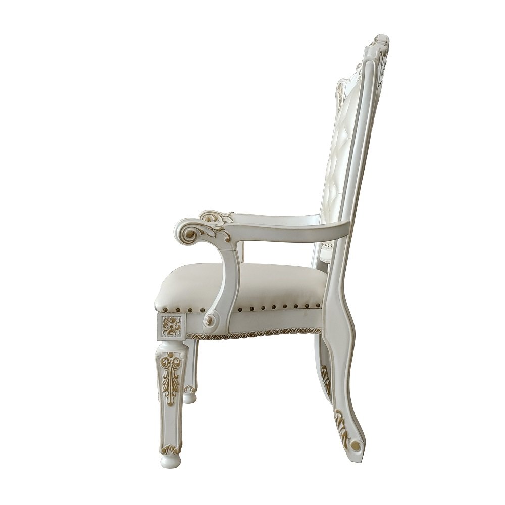 Vendome Arm Chair (Set-2), Leatherette & Antique Pearl