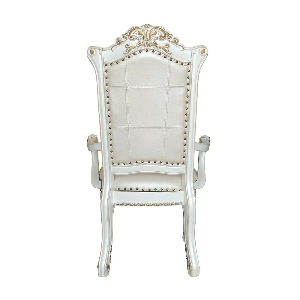 Vendome Arm Chair (Set-2), Leatherette & Antique Pearl