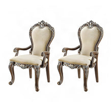 Upholstered Accent Chair with Wood Frame, Set of 2 Arm Chairs, Antique Oak