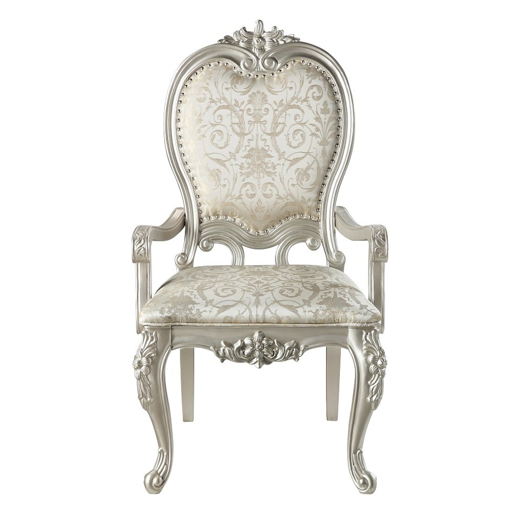Bently Arm Chair (Set-2), Pattern Linen & Champagne