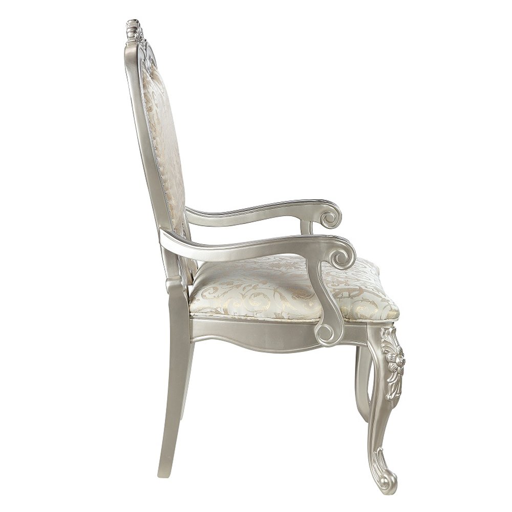 Bently Arm Chair (Set-2), Pattern Linen & Champagne
