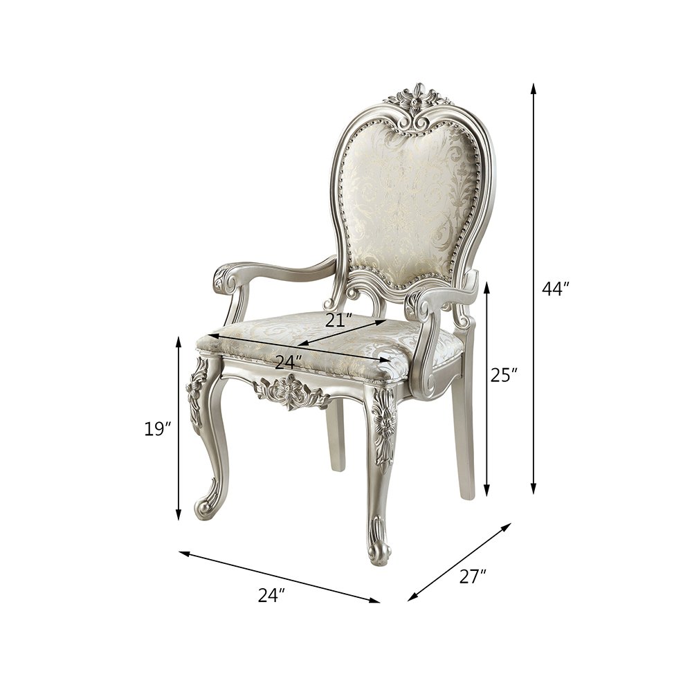 Bently Arm Chair (Set-2), Pattern Linen & Champagne