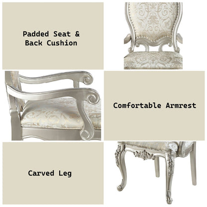 Bently Arm Chair (Set-2), Pattern Linen & Champagne