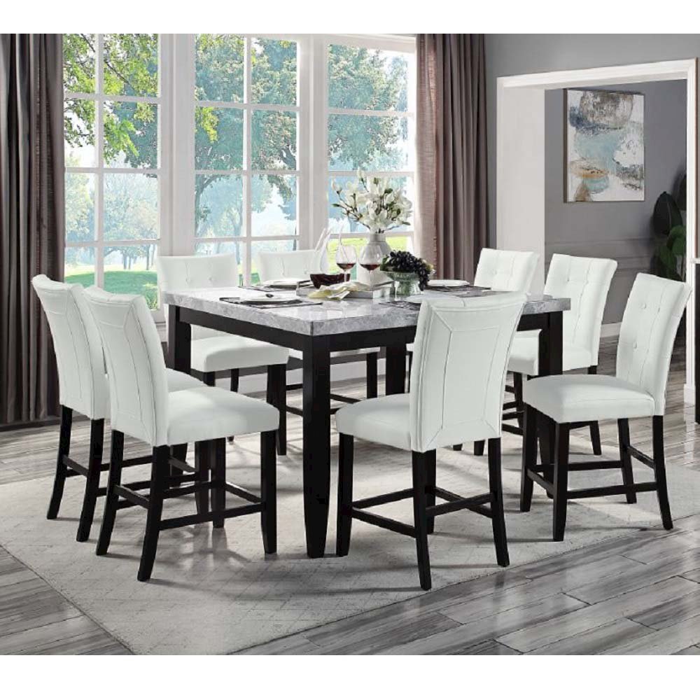 Hussein Counter Height Table, Natural Marble & Black