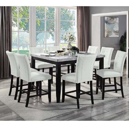 Hussein Counter Height Table, Natural Marble & Black