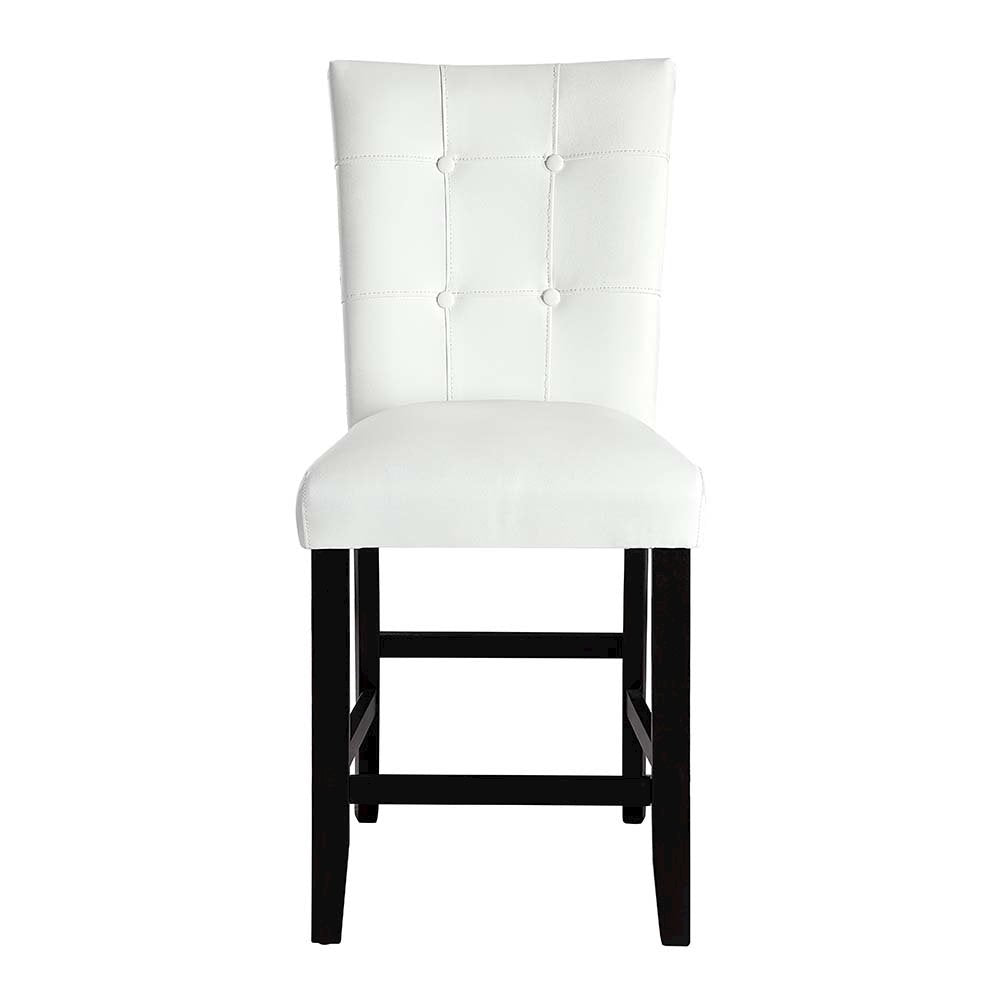 Hussein Counter Height Chair (Set-2), White Leatherette & Black