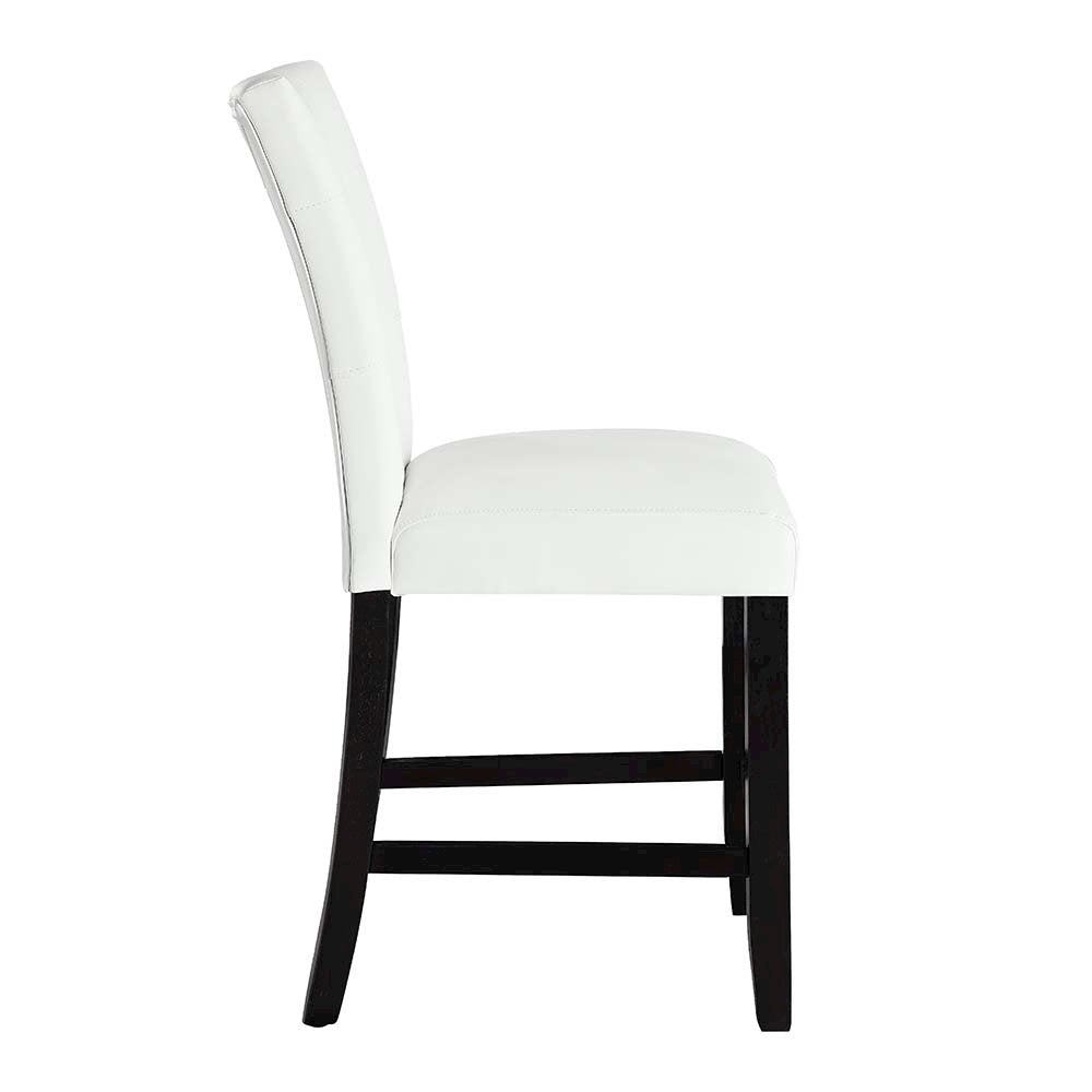 Hussein Counter Height Chair (Set-2), White Leatherette & Black