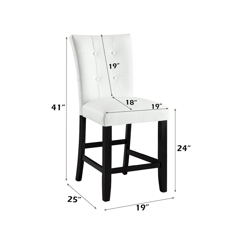 Hussein Counter Height Chair (Set-2), White Leatherette & Black