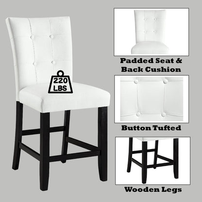 Hussein Counter Height Chair (Set-2), White Leatherette & Black