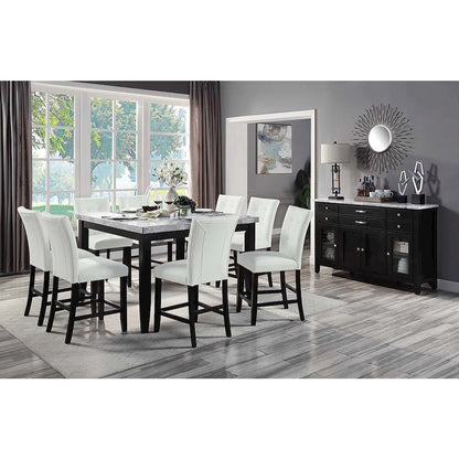 Hussein Counter Height Chair (Set-2), White Leatherette & Black