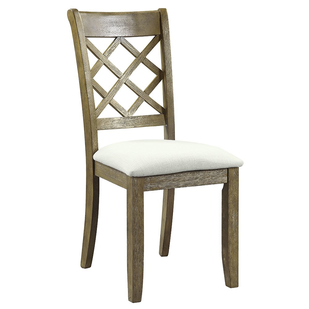 Karsen Side Chair (Set-2), Beige Linen & Rustic Oak