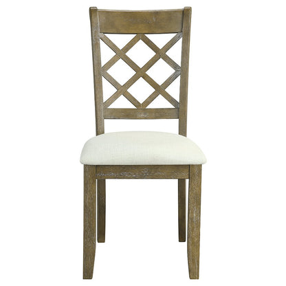 Karsen Side Chair (Set-2), Beige Linen & Rustic Oak