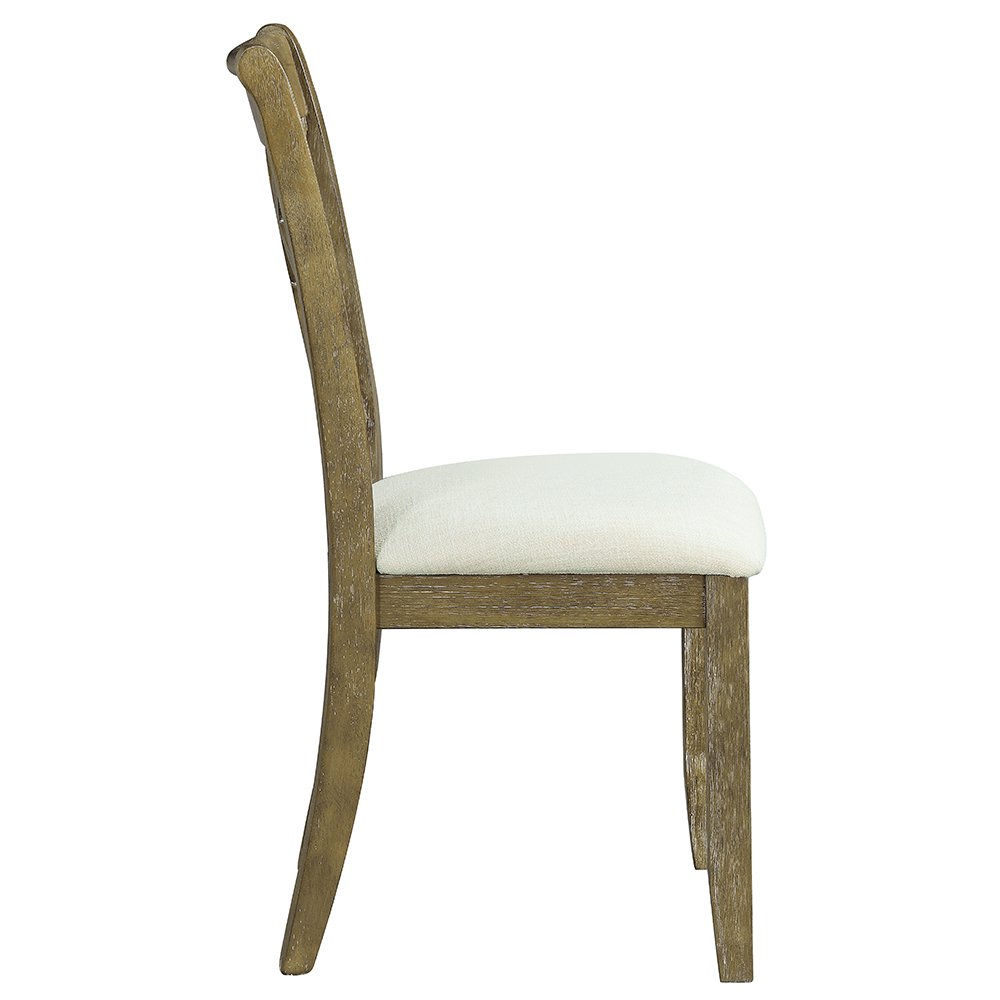 Karsen Side Chair (Set-2), Beige Linen & Rustic Oak
