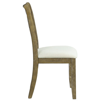 Karsen Side Chair (Set-2), Beige Linen & Rustic Oak