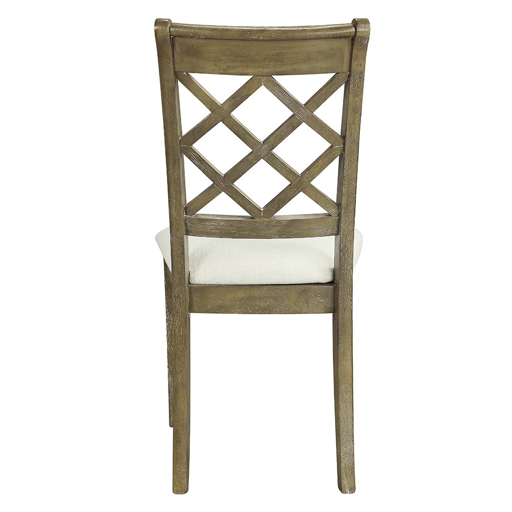 Karsen Side Chair (Set-2), Beige Linen & Rustic Oak