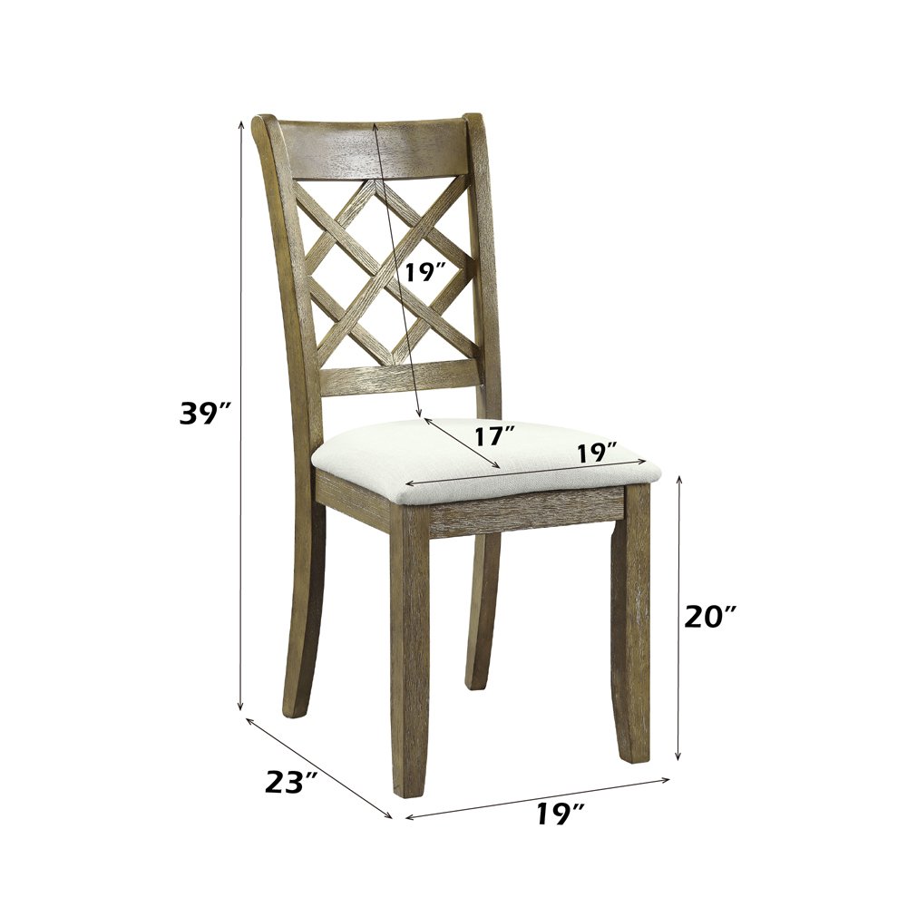 Karsen Side Chair (Set-2), Beige Linen & Rustic Oak