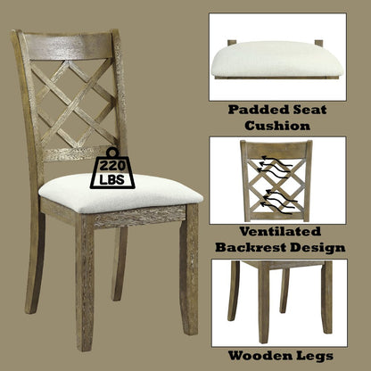 Karsen Side Chair (Set-2), Beige Linen & Rustic Oak