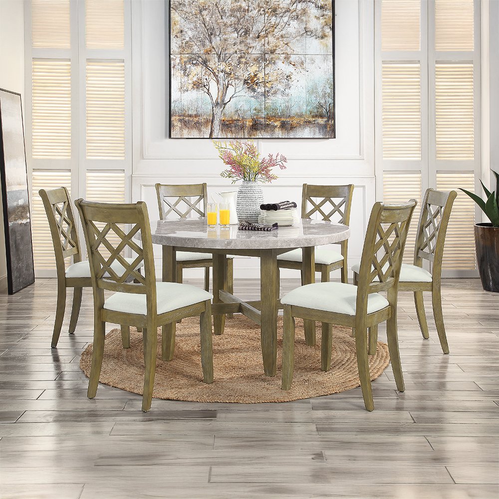 Karsen Side Chair (Set-2), Beige Linen & Rustic Oak