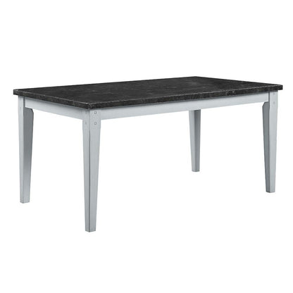 Lanton Dining Table, Natural Marble & Antique White