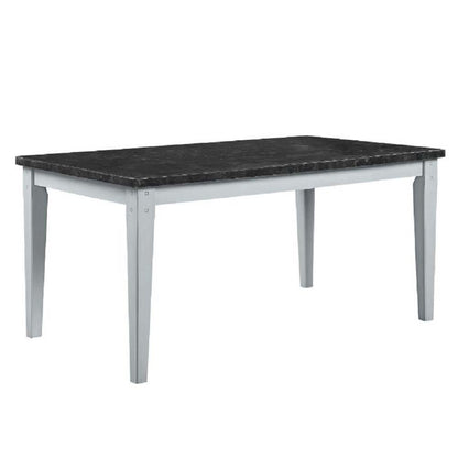 Lanton Dining Table, Natural Marble & Antique White