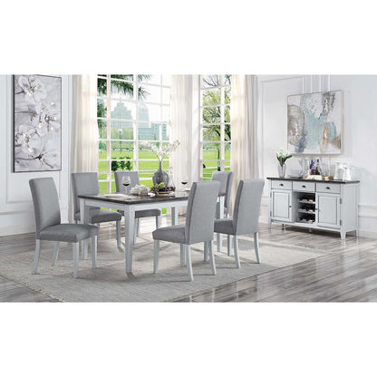 Lanton Dining Table, Natural Marble & Antique White