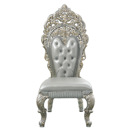 Sandoval Side Chair (Set-2), Beige Leatherette & Champagne