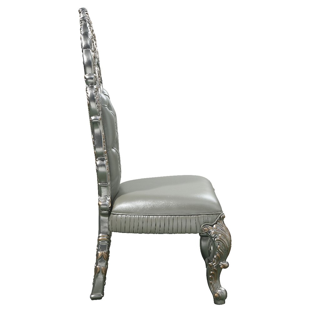 Sandoval Side Chair (Set-2), Beige Leatherette & Champagne
