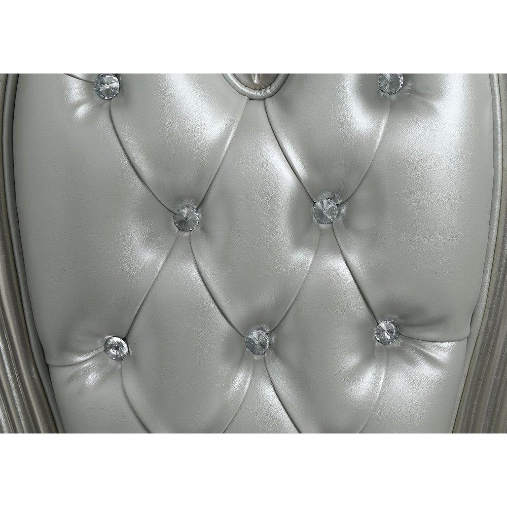 Sandoval Side Chair (Set-2), Beige Leatherette & Champagne