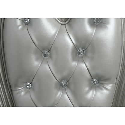 Sandoval Side Chair (Set-2), Beige Leatherette & Champagne