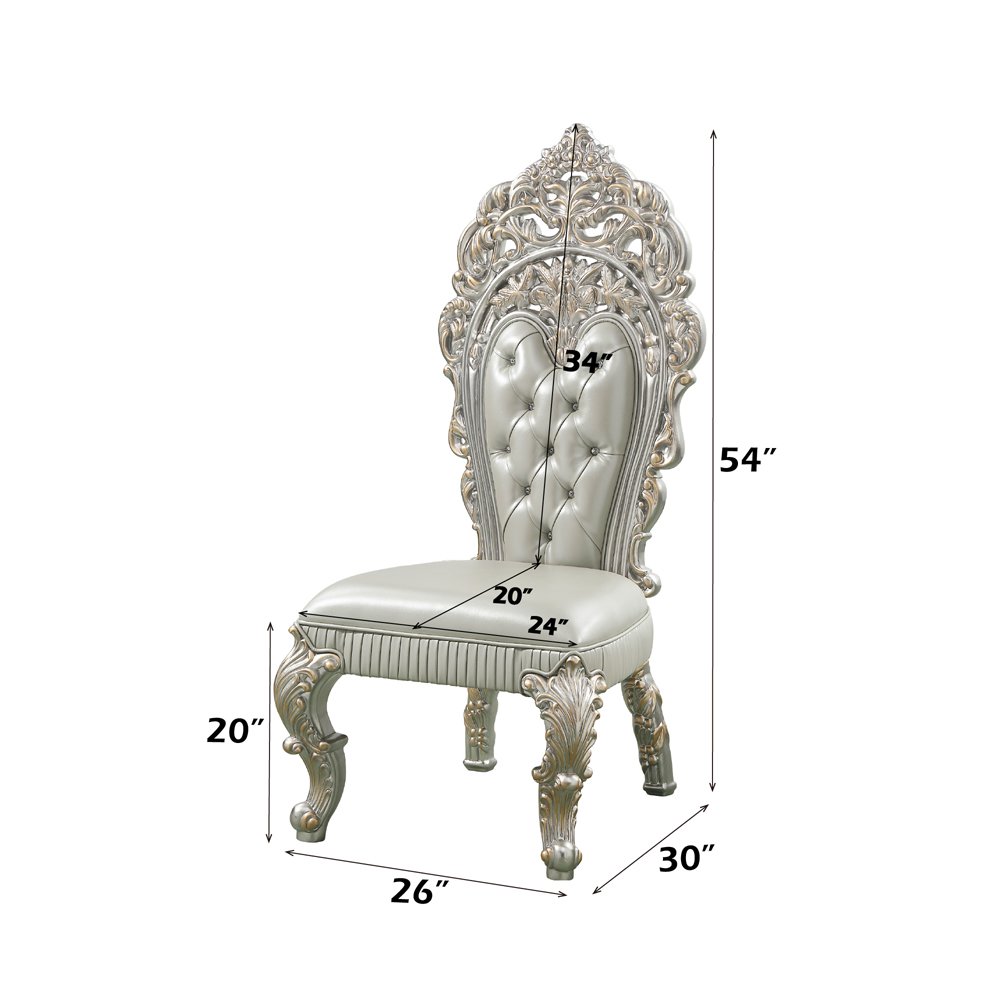 Sandoval Side Chair (Set-2), Beige Leatherette & Champagne