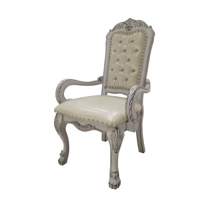 Dresden Arm Chair (Set-2), Leatherette & Bone White