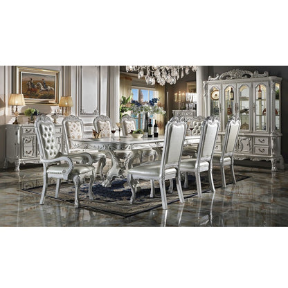 Dresden Arm Chair (Set-2), Leatherette & Bone White
