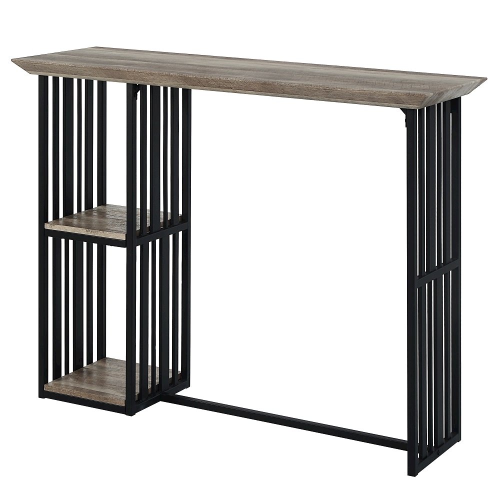 Zudora Counter Height Table, Antique Oak & Black
