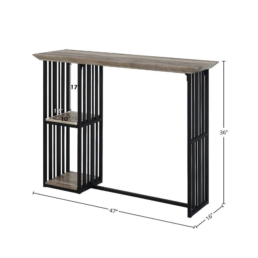 Zudora Counter Height Table, Antique Oak & Black