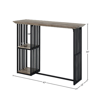 Zudora Counter Height Table, Antique Oak & Black