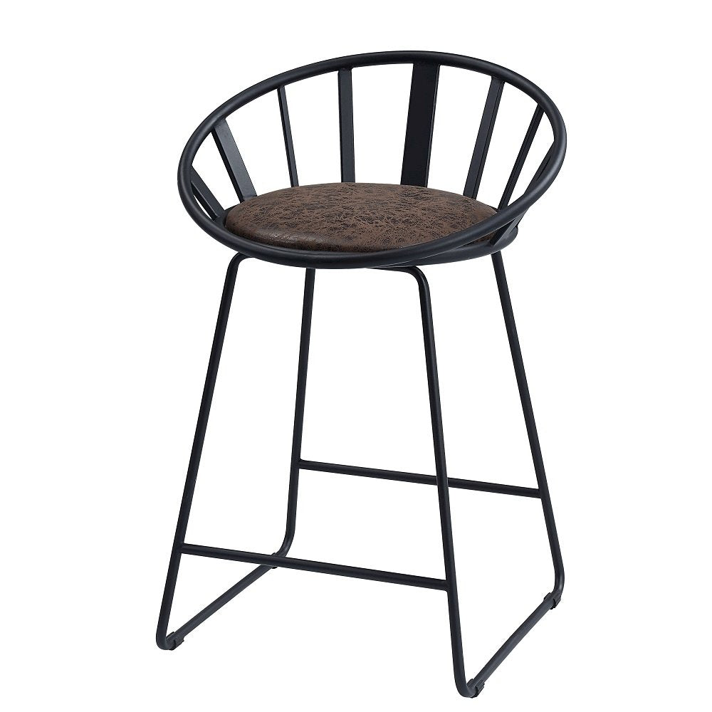 Zudora Counter Height Chair (Set-2), Leatherette & Black