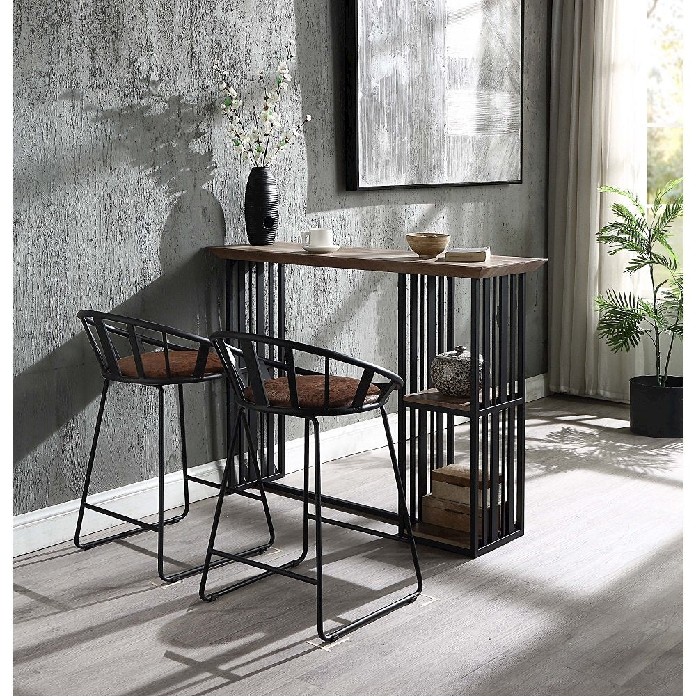 Zudora Counter Height Chair (Set-2), Leatherette & Black