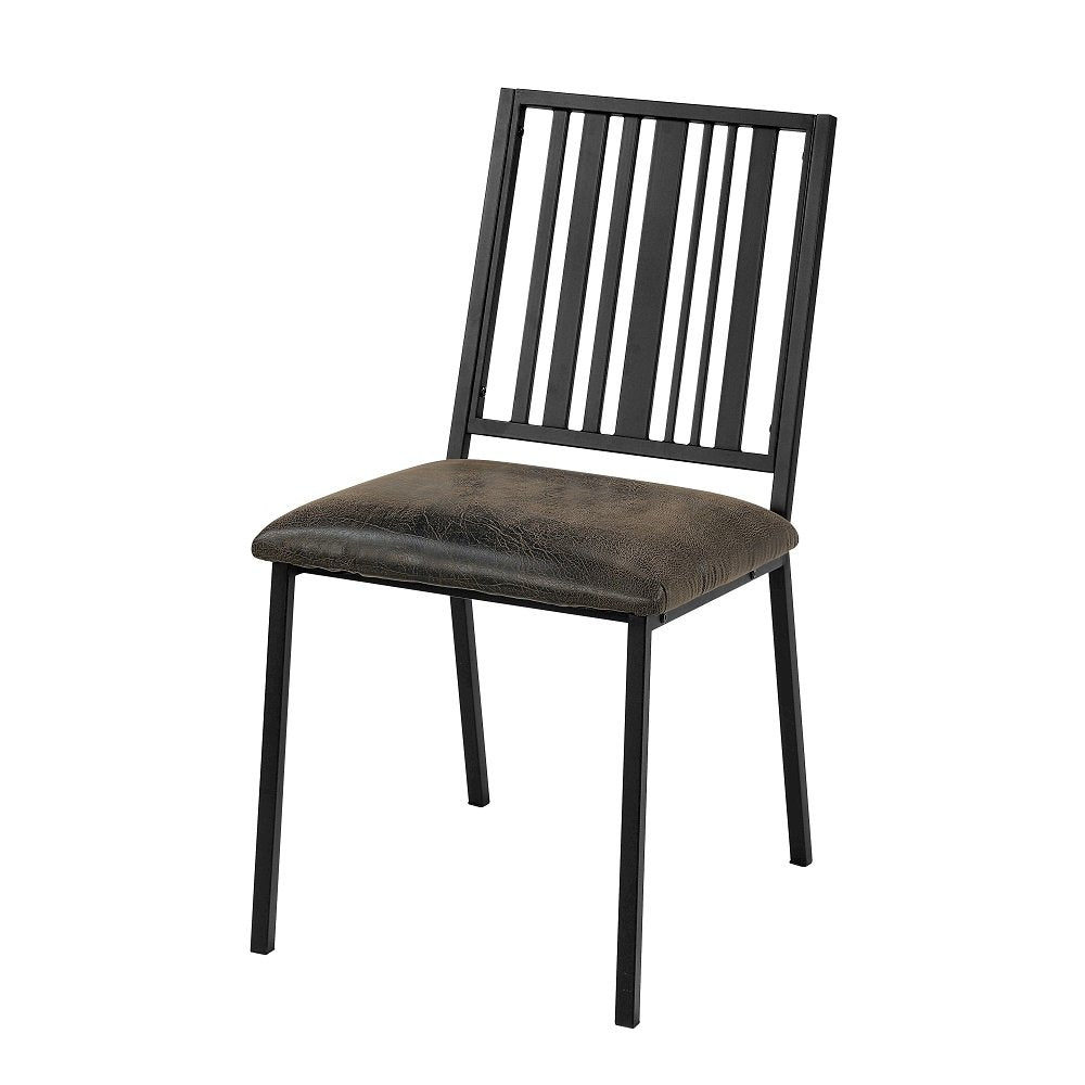 Zudora Side Chair (Set-2), Leatherette & Black
