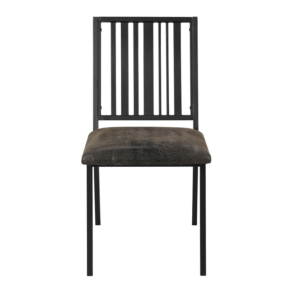 Zudora Side Chair (Set-2), Leatherette & Black