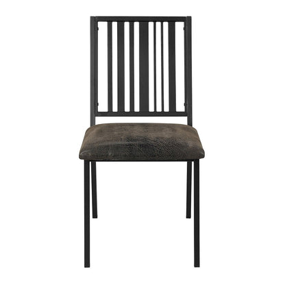 Zudora Side Chair (Set-2), Leatherette & Black