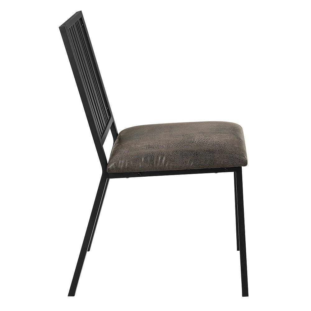Zudora Side Chair (Set-2), Leatherette & Black