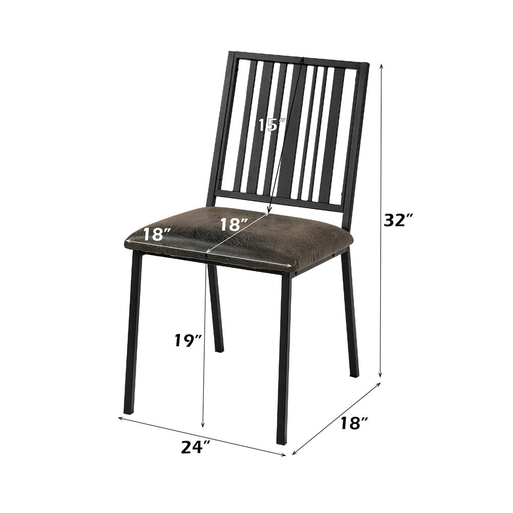 Zudora Side Chair (Set-2), Leatherette & Black