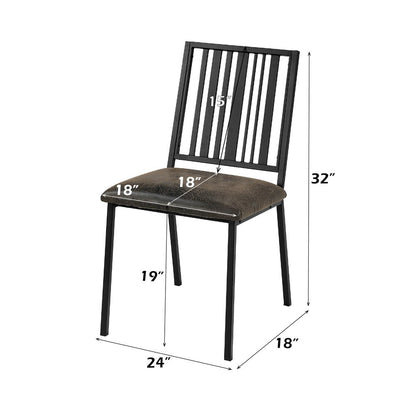Zudora Side Chair (Set-2), Leatherette & Black