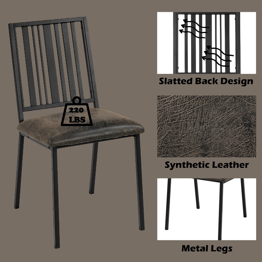 Zudora Side Chair (Set-2), Leatherette & Black