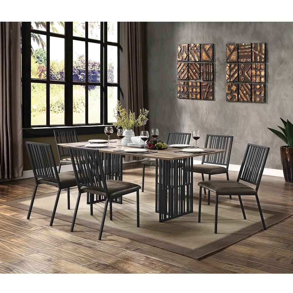 Zudora Side Chair (Set-2), Leatherette & Black